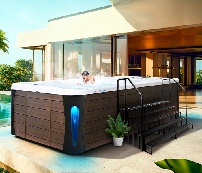 Calspas hot tub being used in a family setting - Evans